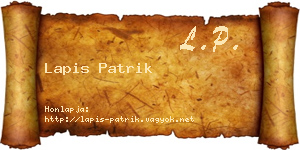 Lapis Patrik névjegykártya